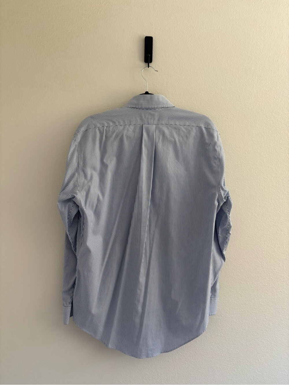 Men’s Lands' End No Iron Oxford Supima Button Down Shirt Blue White Stripe - Picture 9 of 10